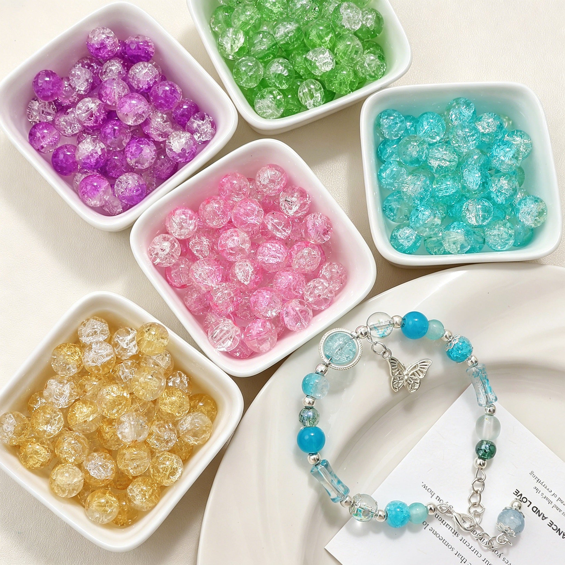 Handmade Dragon Glass Beads With Crackle Glass Inlay, 8mm Diameter Jewelry Making Beads