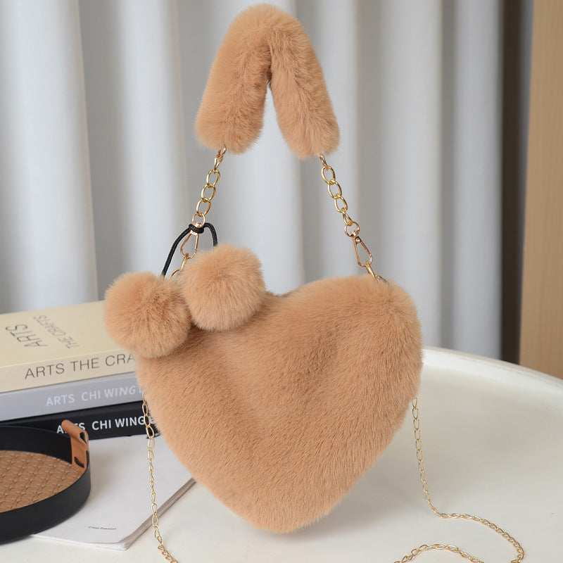 Heart-shaped Bag For Women In Polyester Featuring A Stylish Chain Strap, Perfect For Autumn