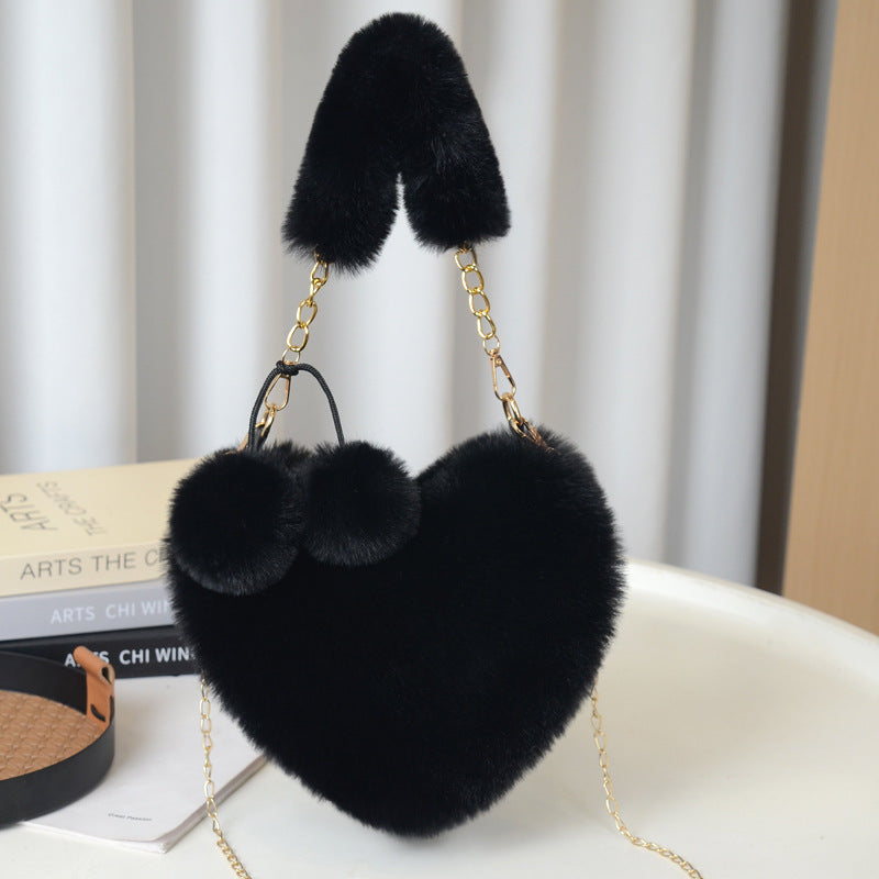 Heart-shaped Bag For Women In Polyester Featuring A Stylish Chain Strap, Perfect For Autumn