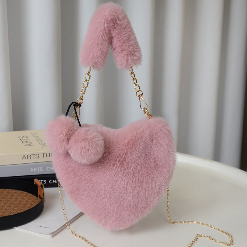 Heart-shaped Bag For Women In Polyester Featuring A Stylish Chain Strap, Perfect For Autumn