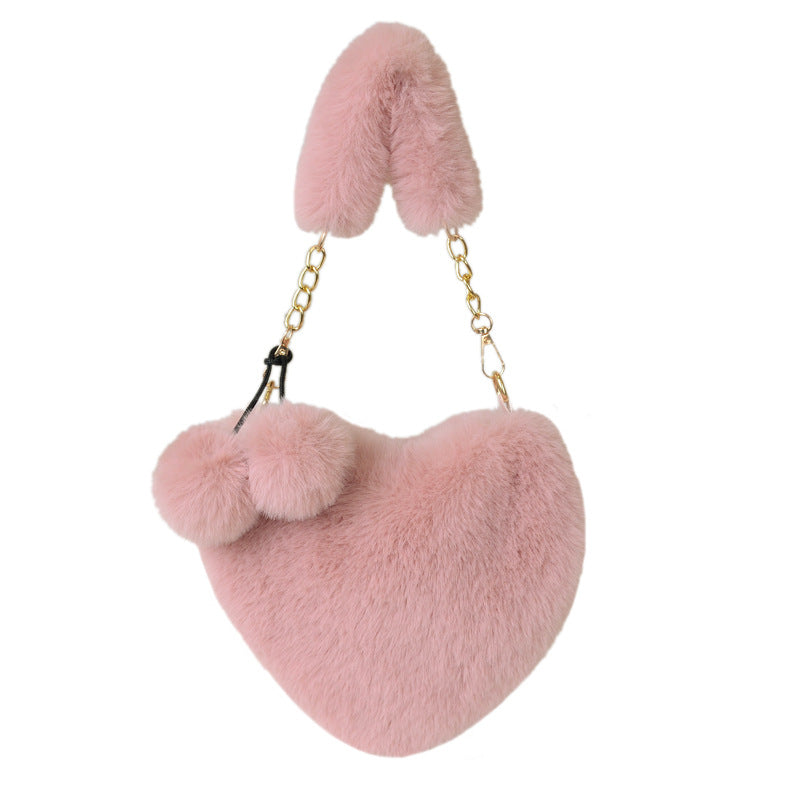 Heart-shaped Bag For Women In Polyester Featuring A Stylish Chain Strap, Perfect For Autumn