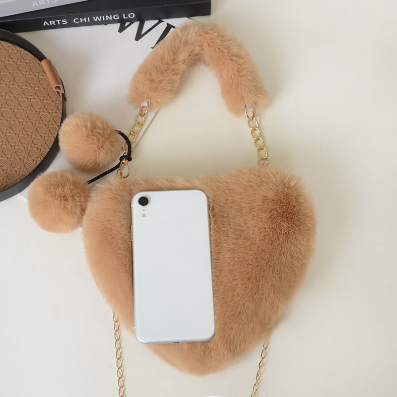 Heart-shaped Bag For Women In Polyester Featuring A Stylish Chain Strap, Perfect For Autumn