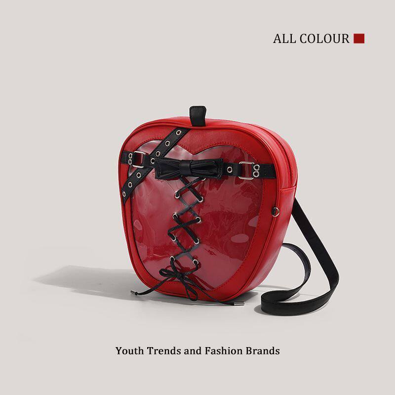 Heart-shaped PU Leather Crossbody Bag For Women With Sewing Thread Detail And Sling Strap