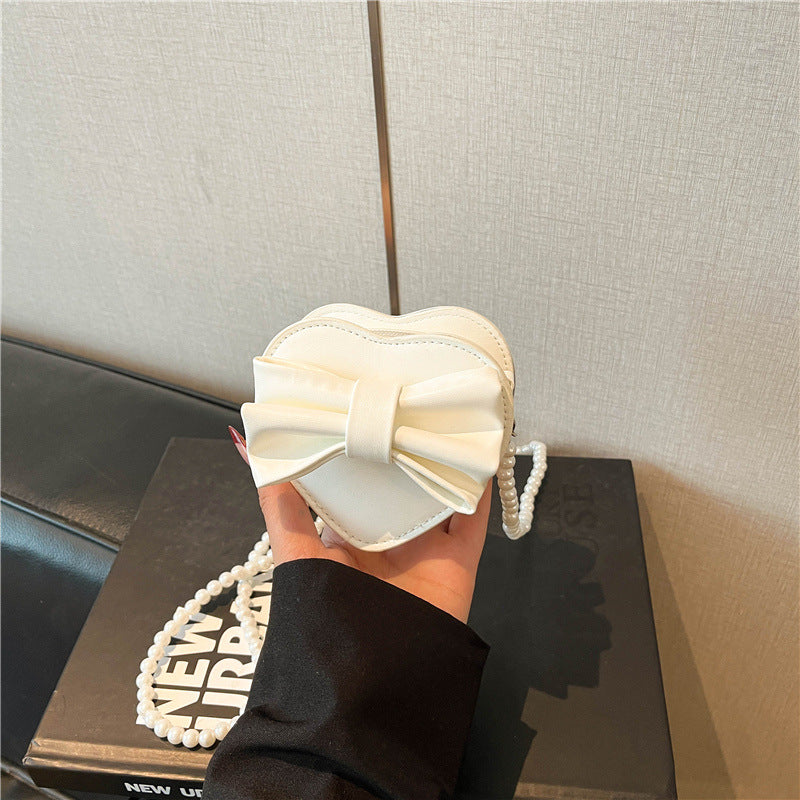 Heart-shaped Bow Tie Shoulder Bag For Women In PU Leather With Single Shoulder Strap