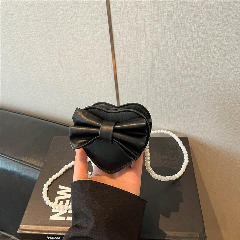 Heart-shaped Bow Tie Shoulder Bag For Women In PU Leather With Single Shoulder Strap