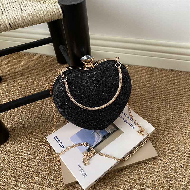 Heart-shaped Metal Bag For Women Featuring A Stylish Chain Strap, Perfect For Trendy Outfits