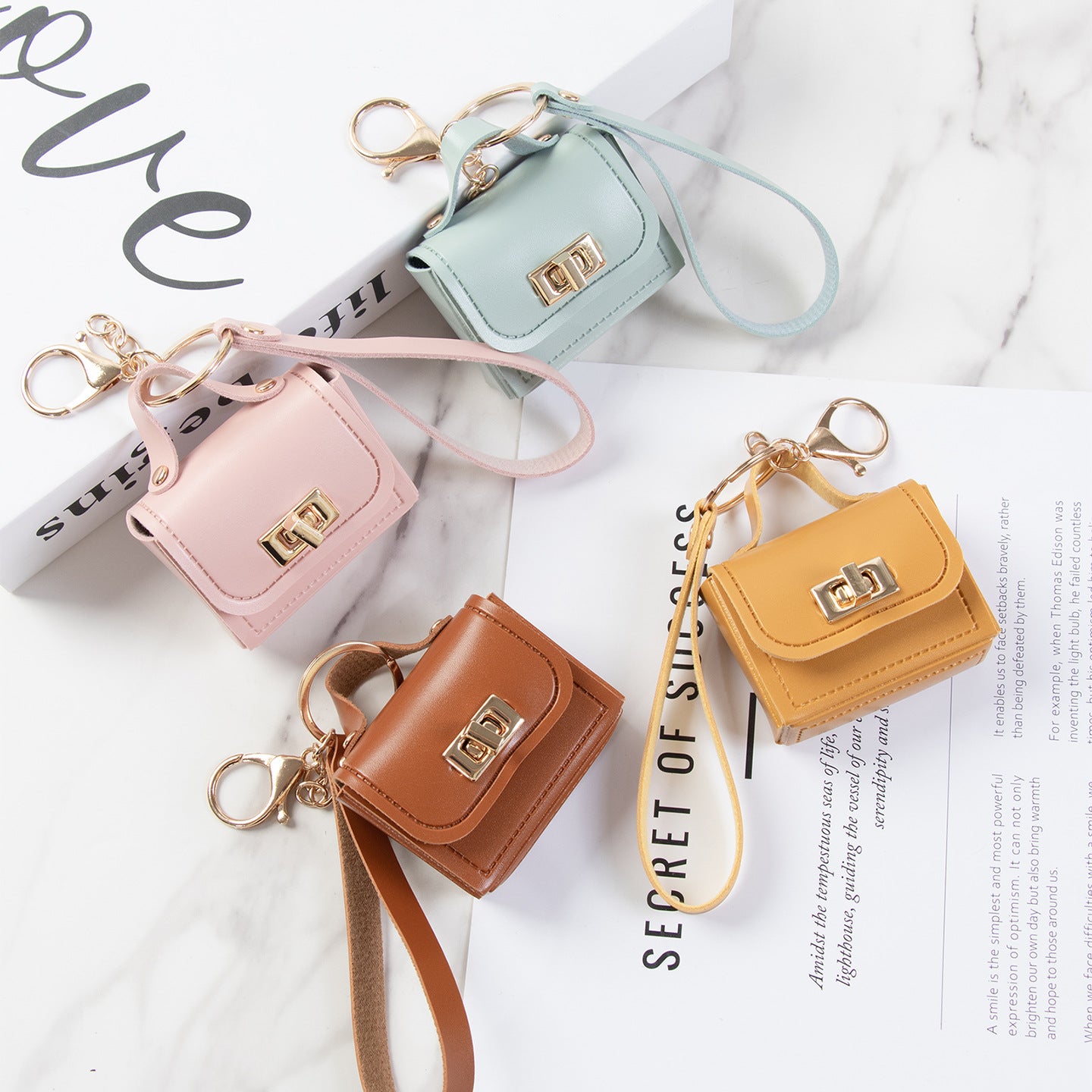 Multicolor Red Bag Charm Key Chain In PU Leather For Stylish Bag Accessories