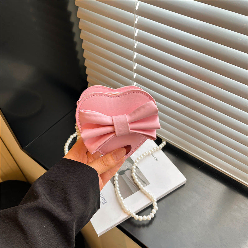 Heart-shaped Crossbody Bag For Women In PU Leather With Bow Tie, Perfect For  Spring And Summer