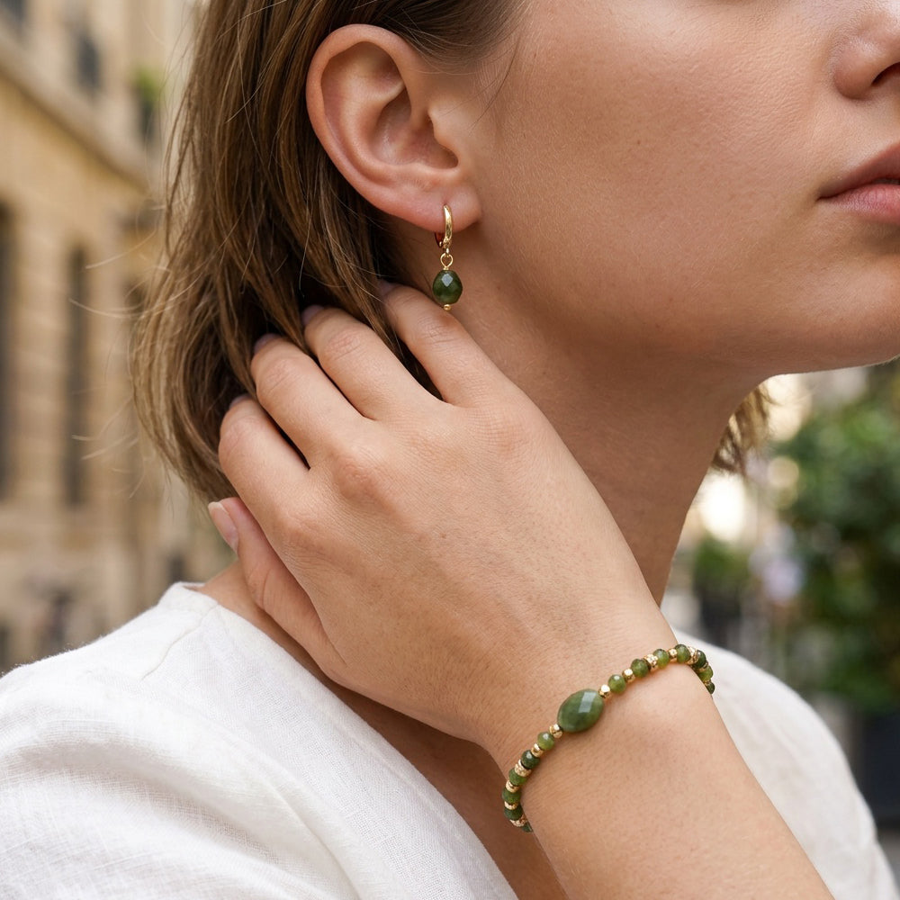 Geometric Jewelry Set In IG Style Featuring Beading Craft And Electroplated 18K Real Gold Plated Copper With Beaded Chain