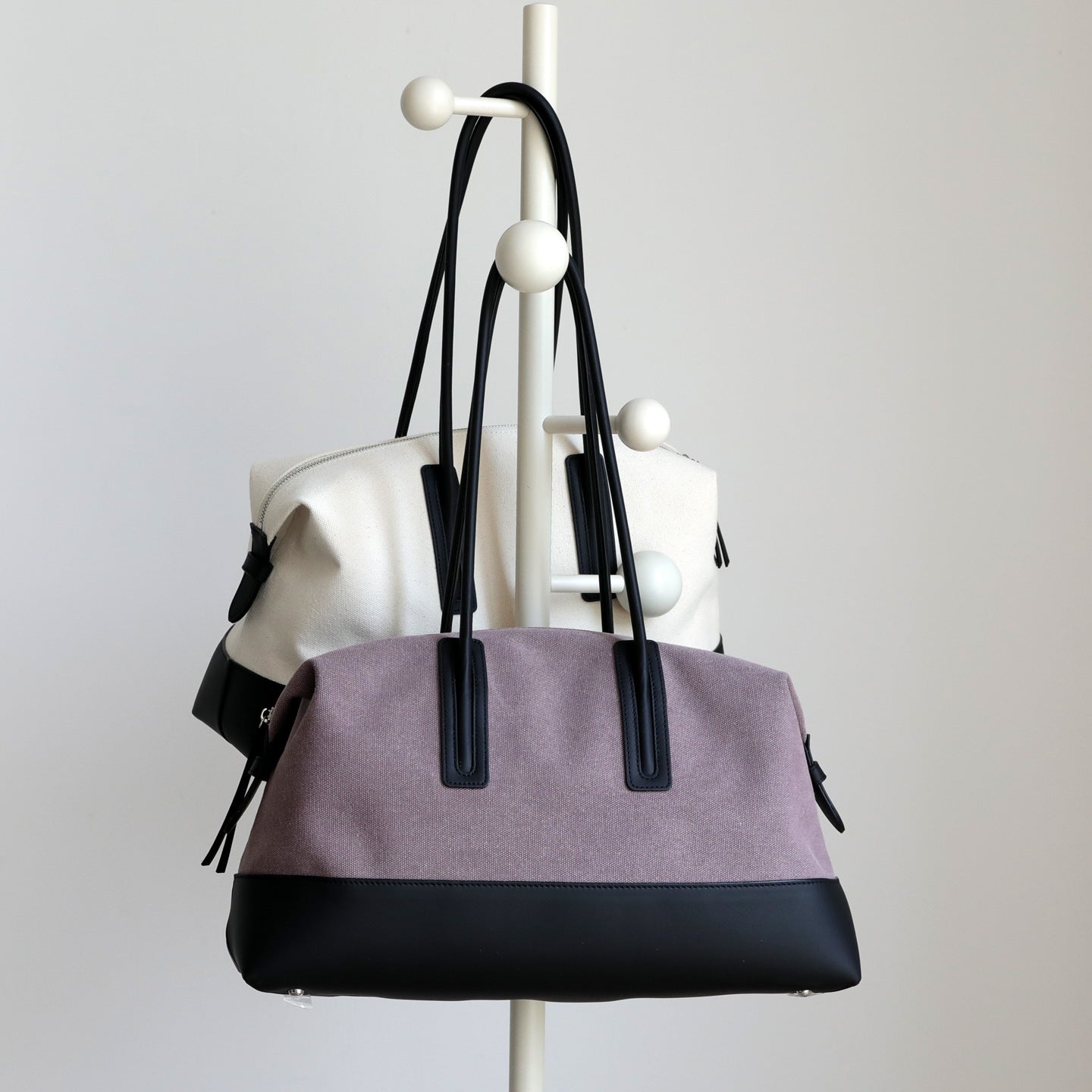 Color Block Cylindrical Canvas Tote Bag For Women With Single Shoulder Strap And Large Capacity