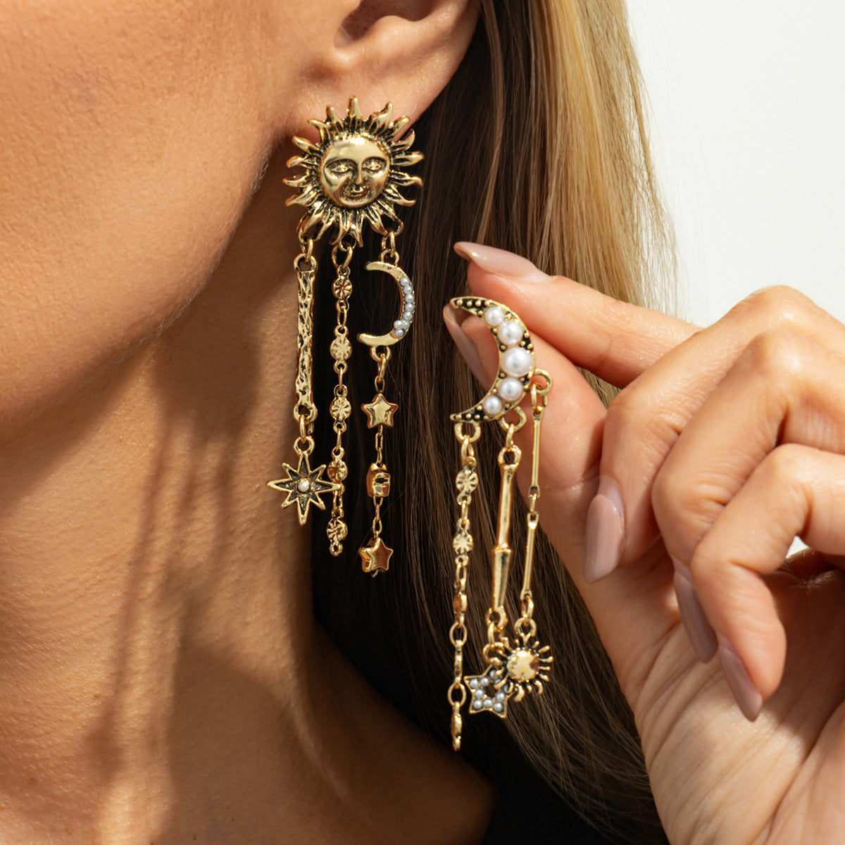 Flowers Tassel Earrings For Women With 304 Stainless Steel Posts, Electroplated Zinc Alloy And Rhinestone Inlay