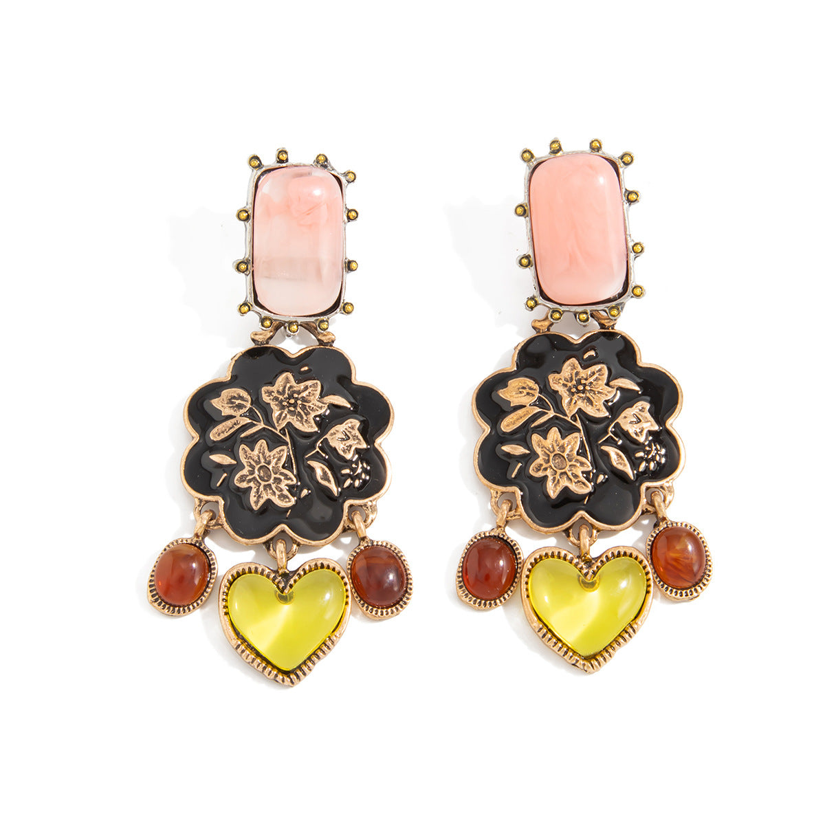 Flowers Tassel Earrings For Women With 304 Stainless Steel Posts, Electroplated Zinc Alloy And Rhinestone Inlay