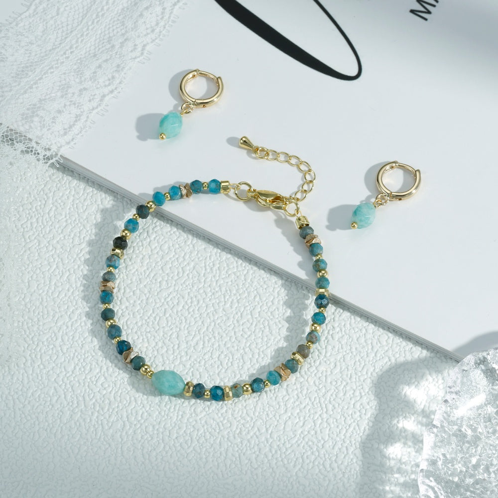 Geometric Jewelry Set In IG Style Featuring Beading Craft And Electroplated 18K Real Gold Plated Copper With Beaded Chain
