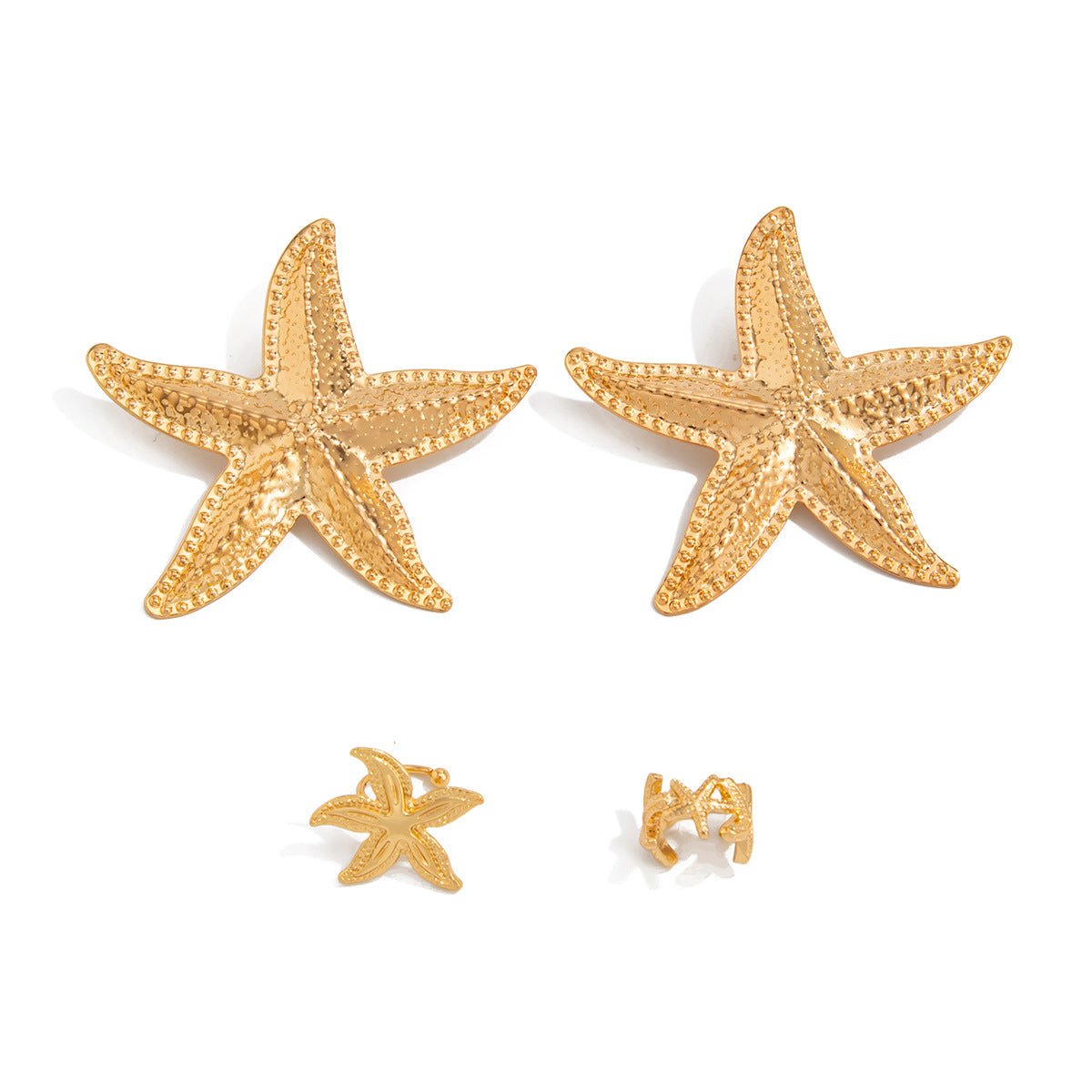 Exaggerated Gold Star Clip Earrings For Women In Alloy, Perfect For Beach Wear