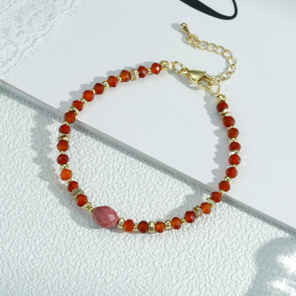 Geometric Jewelry Set In IG Style Featuring Beading Craft And Electroplated 18K Real Gold Plated Copper With Beaded Chain
