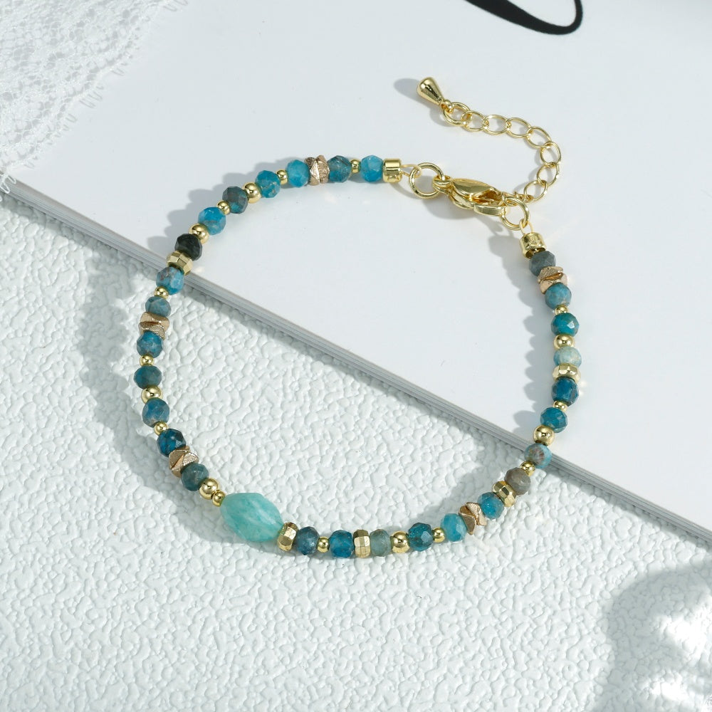 Geometric Jewelry Set In IG Style Featuring Beading Craft And Electroplated 18K Real Gold Plated Copper With Beaded Chain