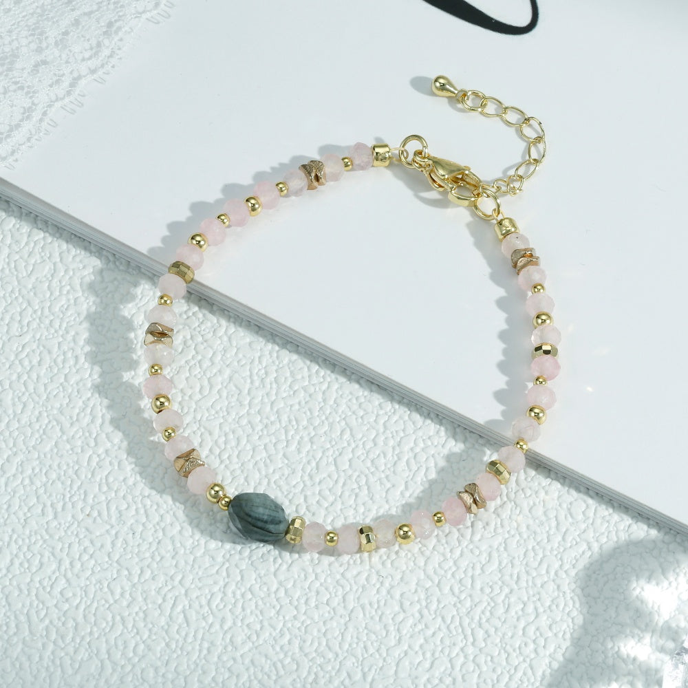 Geometric Jewelry Set In IG Style Featuring Beading Craft And Electroplated 18K Real Gold Plated Copper With Beaded Chain