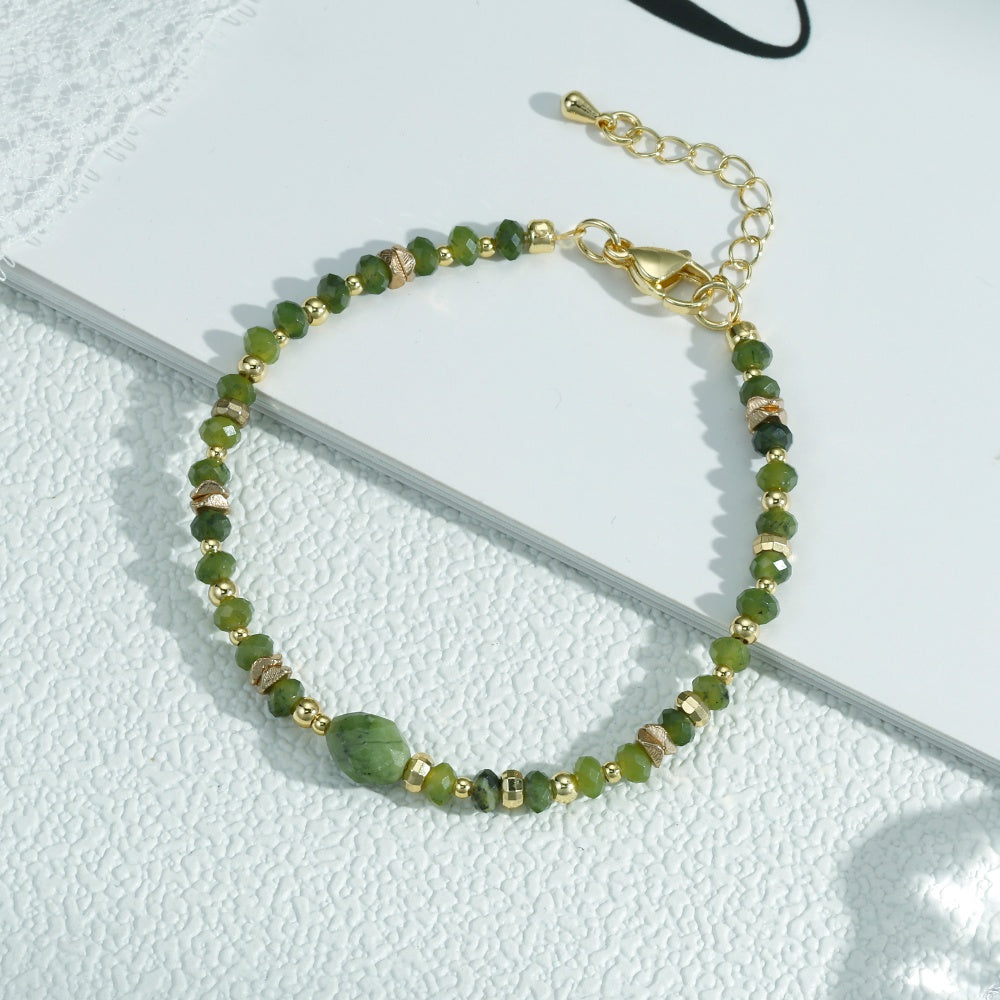 Geometric Jewelry Set In IG Style Featuring Beading Craft And Electroplated 18K Real Gold Plated Copper With Beaded Chain
