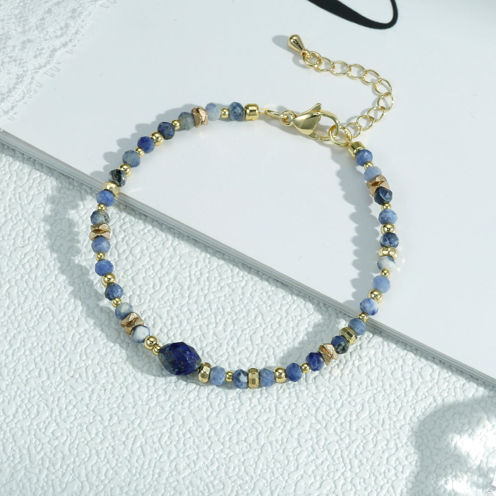 Geometric Jewelry Set In IG Style Featuring Beading Craft And Electroplated 18K Real Gold Plated Copper With Beaded Chain