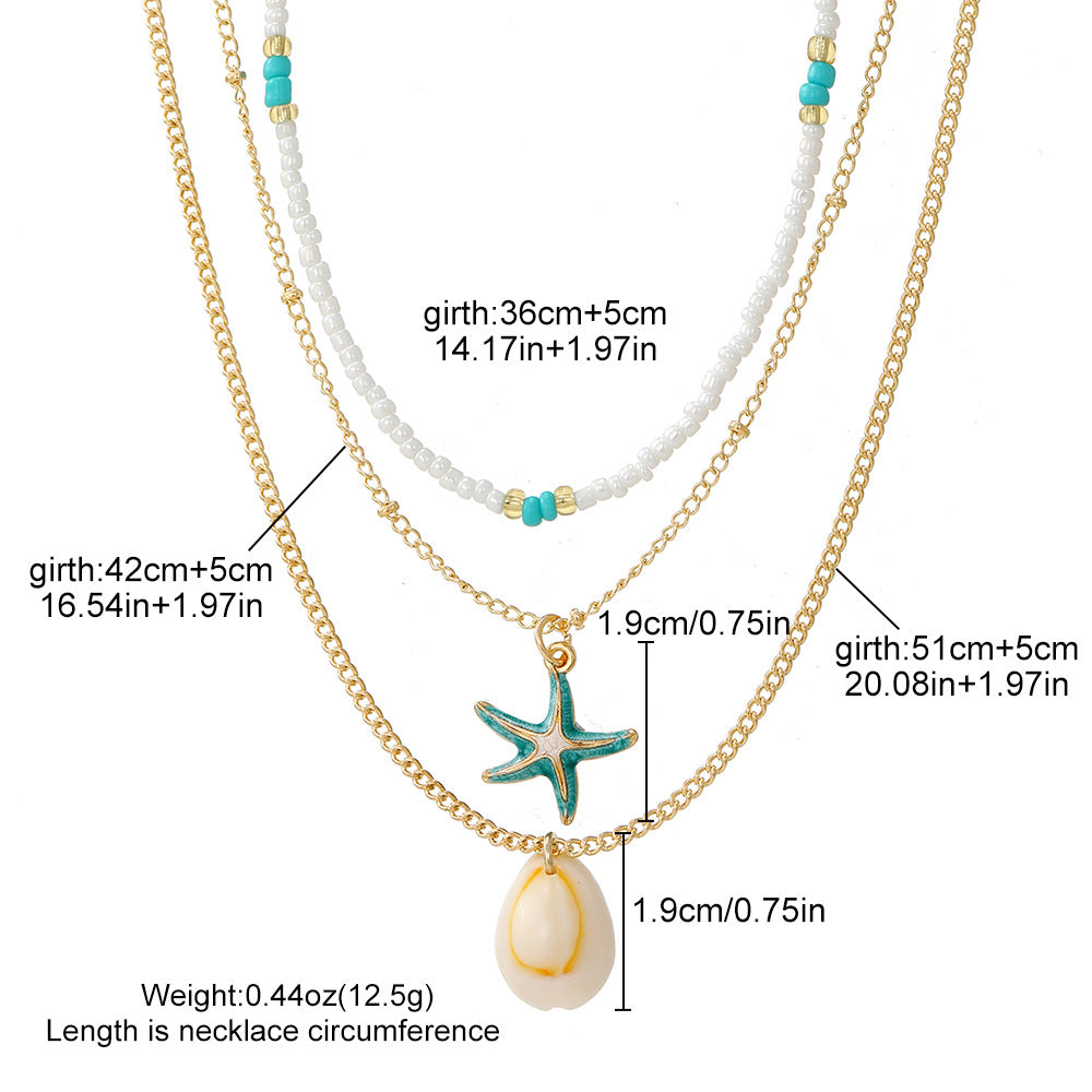 Bohemian Blue Conch Pendant Necklace For Women With Alloy Pendant And Cable Chain