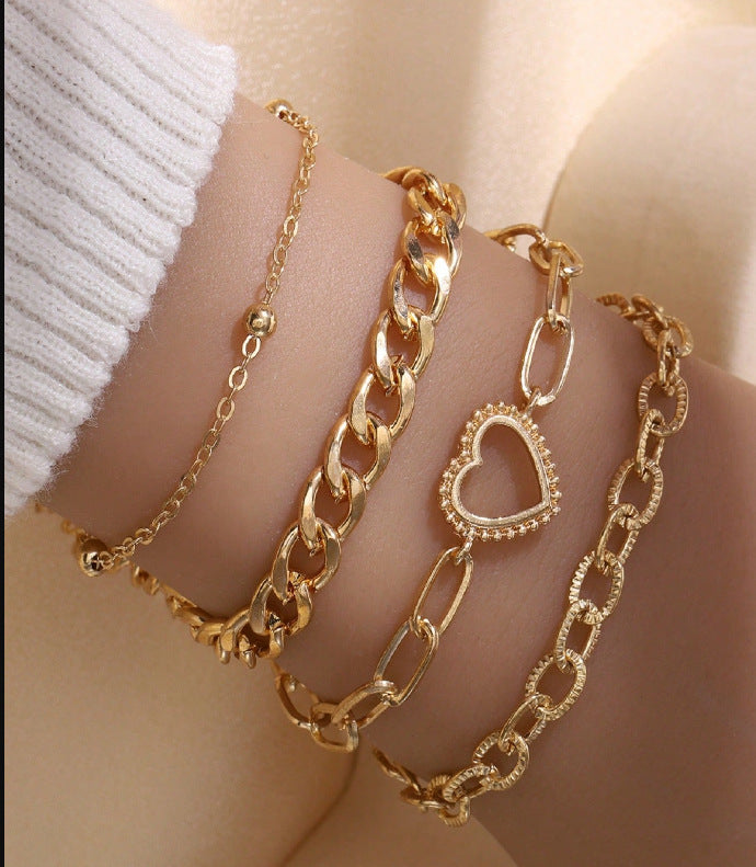 Geometric Waterproof Non Tarnish Gold Metal Bracelet For Women With Simple Style Cuban Link Chain