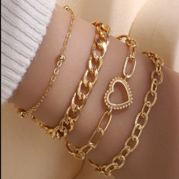 Geometric Waterproof Non Tarnish Gold Metal Bracelet For Women With Simple Style Cuban Link Chain