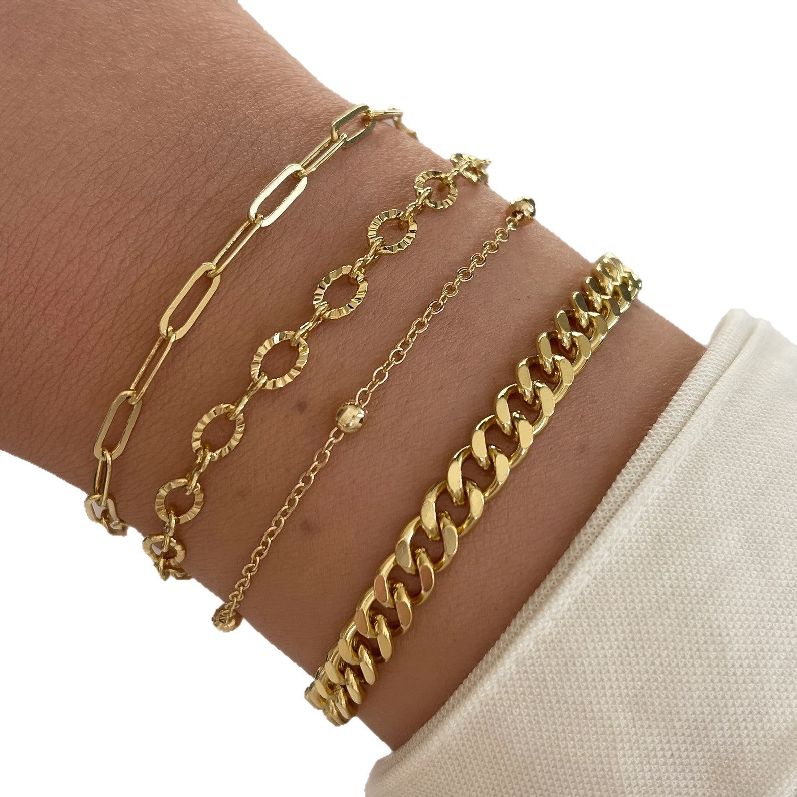 Geometric Waterproof Non Tarnish Gold Metal Bracelet For Women With Simple Style Cuban Link Chain