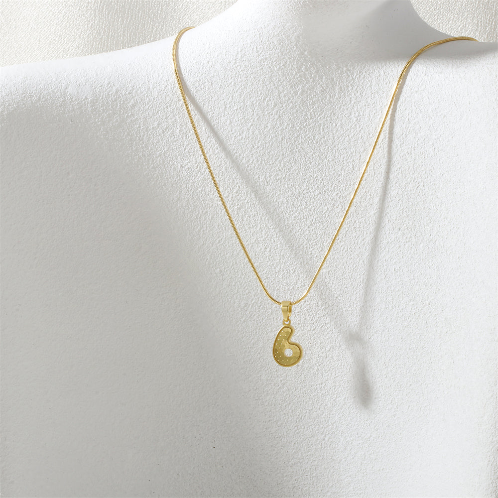 Electroplated Letter Necklace In IG Style With 18K Real Gold Plated Copper And Snake Chain