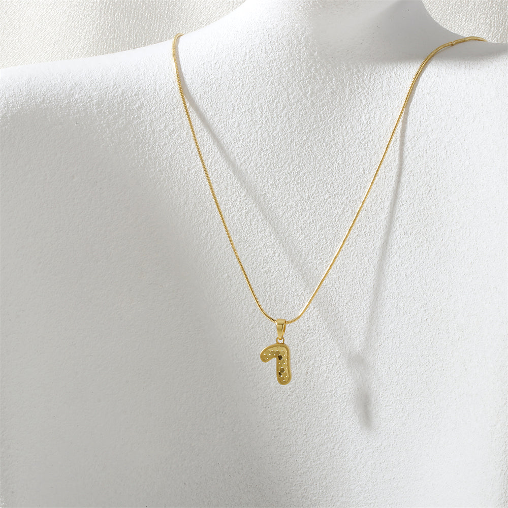 Electroplated Letter Necklace In IG Style With 18K Real Gold Plated Copper And Snake Chain