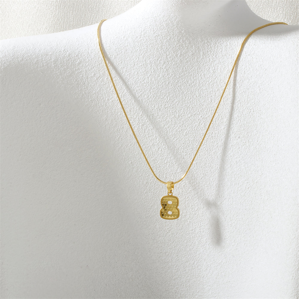 Electroplated Letter Necklace In IG Style With 18K Real Gold Plated Copper And Snake Chain
