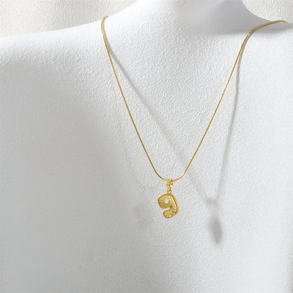 Electroplated Letter Necklace In IG Style With 18K Real Gold Plated Copper And Snake Chain
