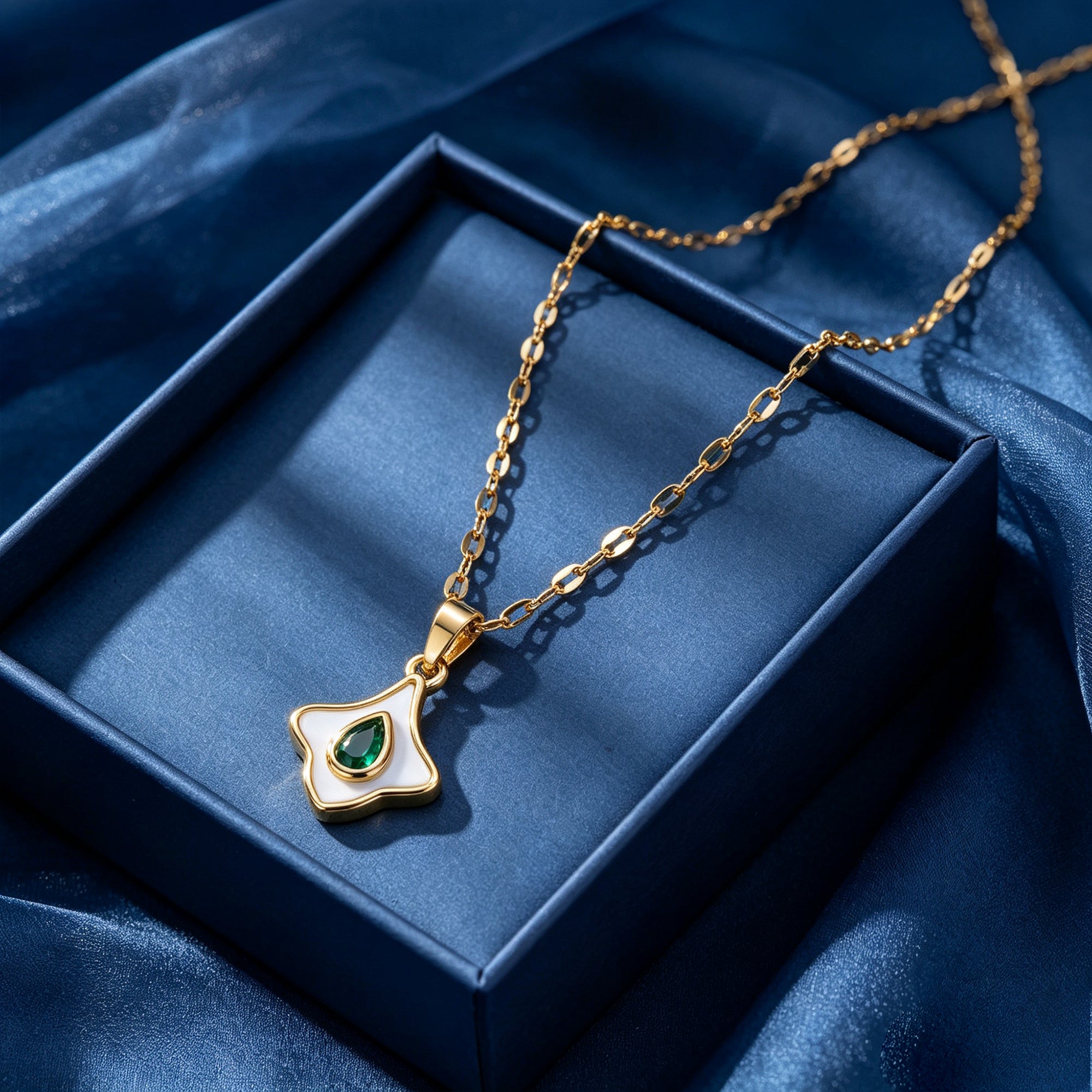 Hypoallergenic Irregular Necklace For Women With 18K Real Gold Plated 304 Stainless Steel And Zircon In Figaro Chain, PVD Coated