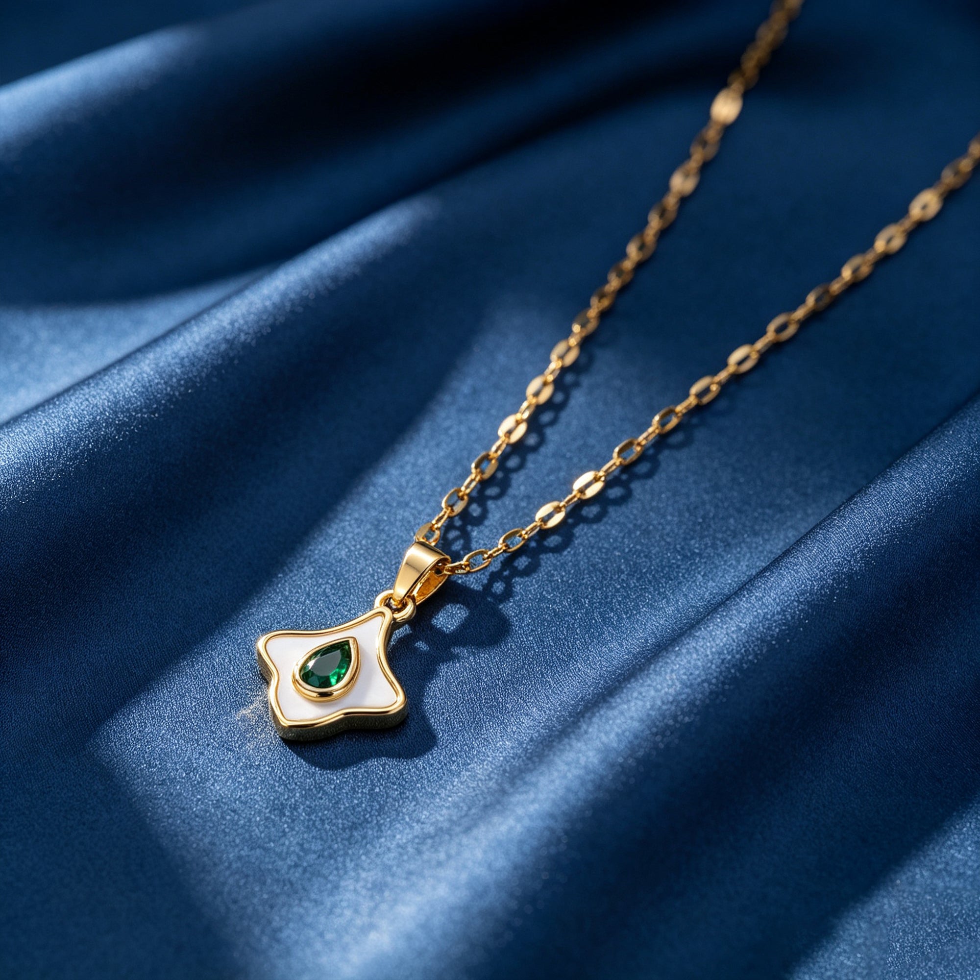 Hypoallergenic Irregular Necklace For Women With 18K Real Gold Plated 304 Stainless Steel And Zircon In Figaro Chain, PVD Coated