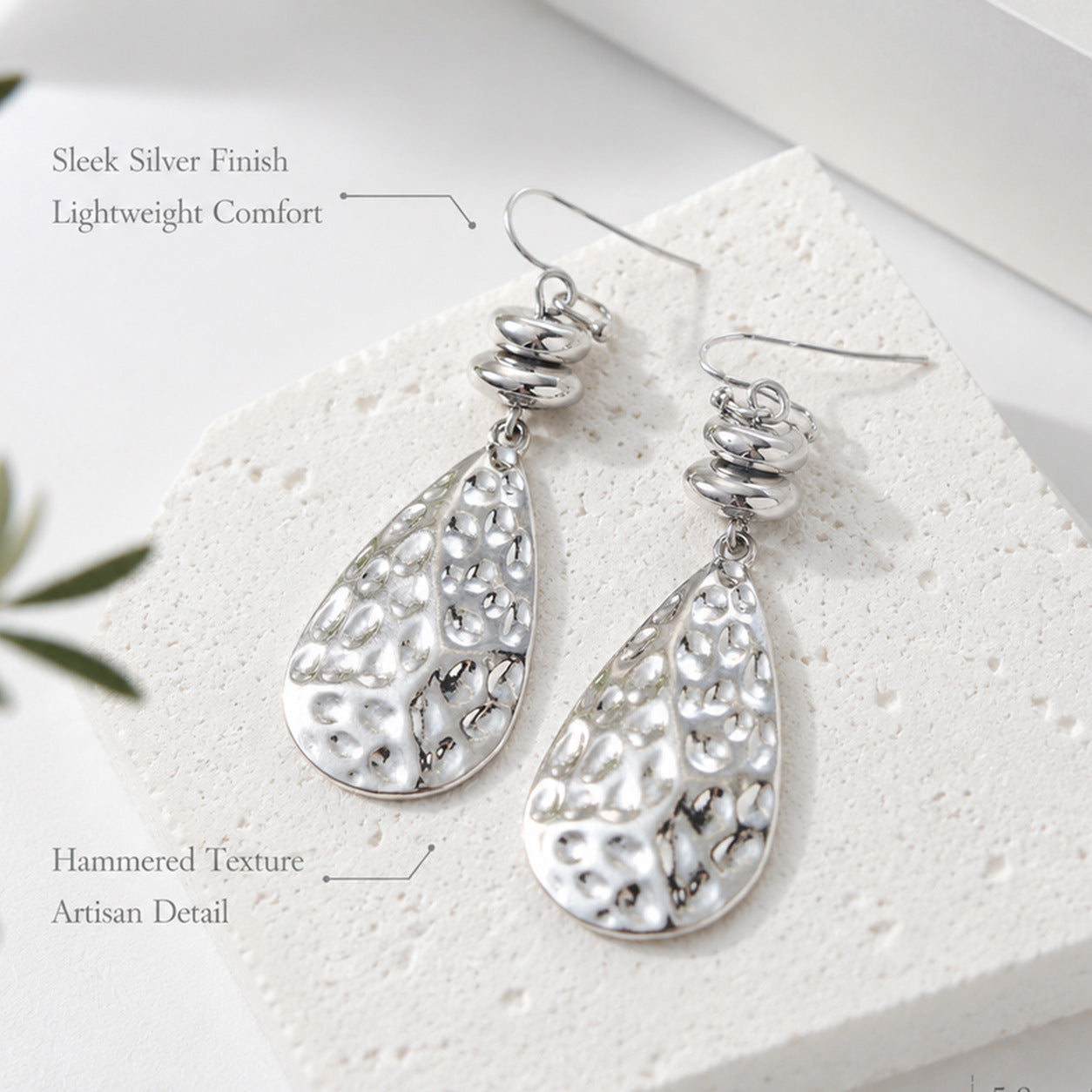 Hammered Gold Water Droplets Earrings For Women With Iron Zinc Alloy Ear Pins