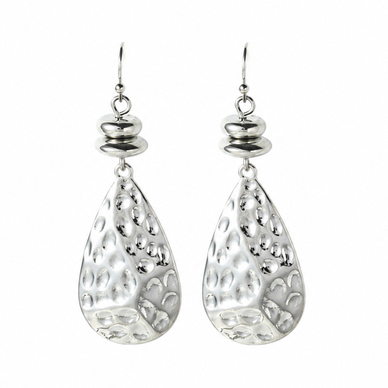Hammered Gold Water Droplets Earrings For Women With Iron Zinc Alloy Ear Pins