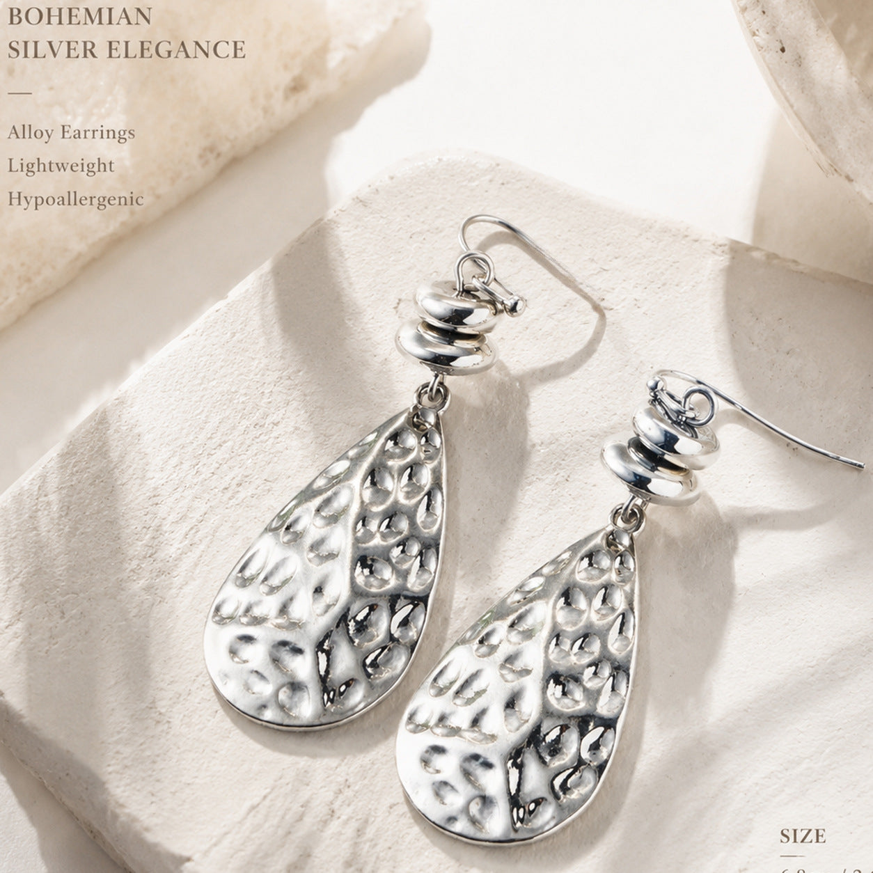 Hammered Gold Water Droplets Earrings For Women With Iron Zinc Alloy Ear Pins