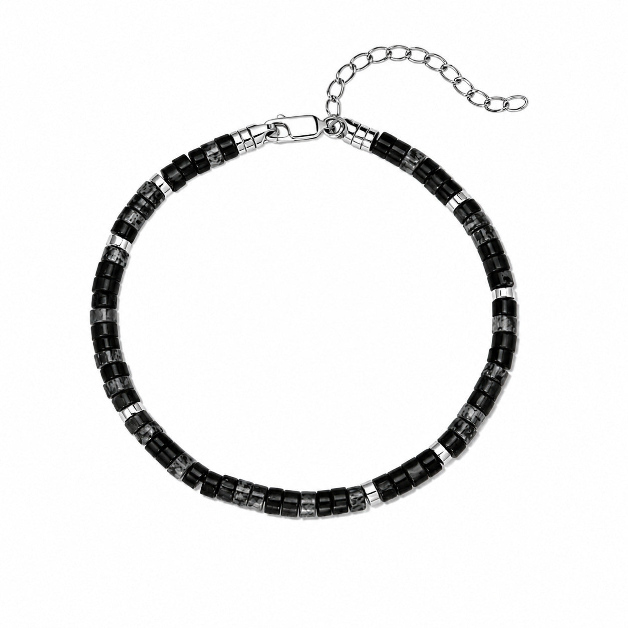 Handmade Geometric Natural Stone Bracelet For Women In Dyed Black Featuring Simple Style Design