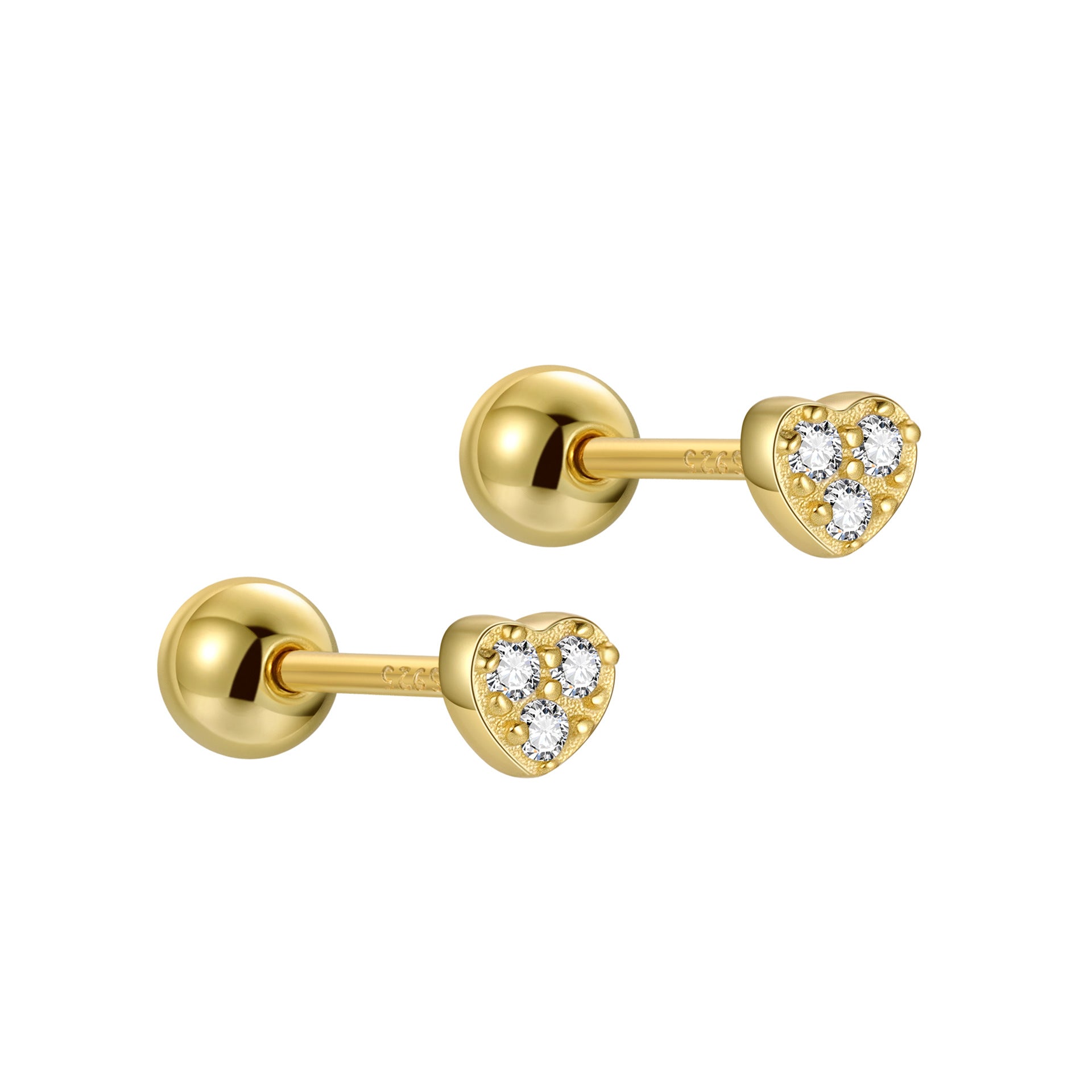 Heart Shape Stud Earrings In New Style For Women, 925 Sterling Silver With Platinum Plated And Rhinestone Inlay