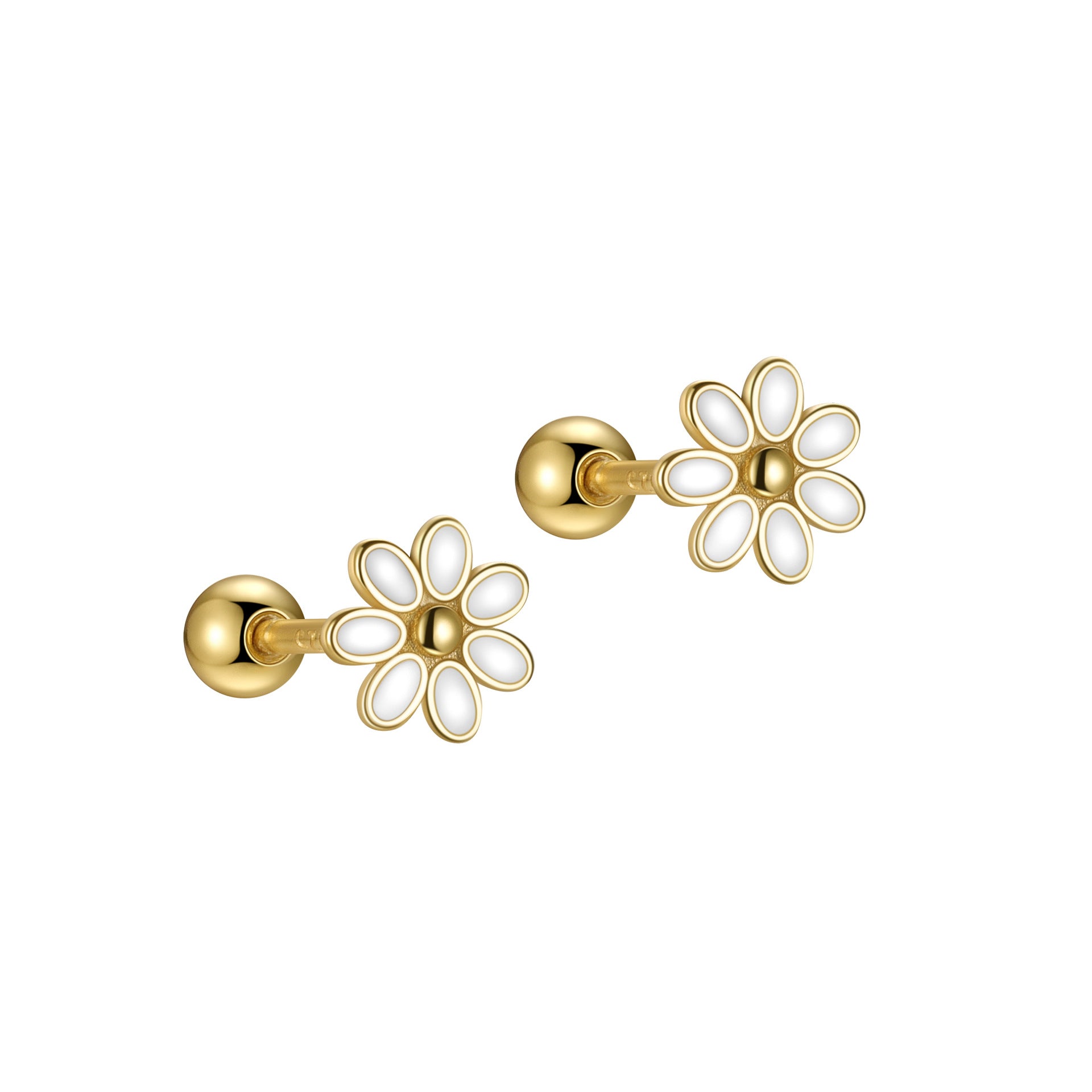 Daisy Pattern New Style Stud Earrings For Women, 925 Sterling Silver With Electroplated Platinum Plated Finish