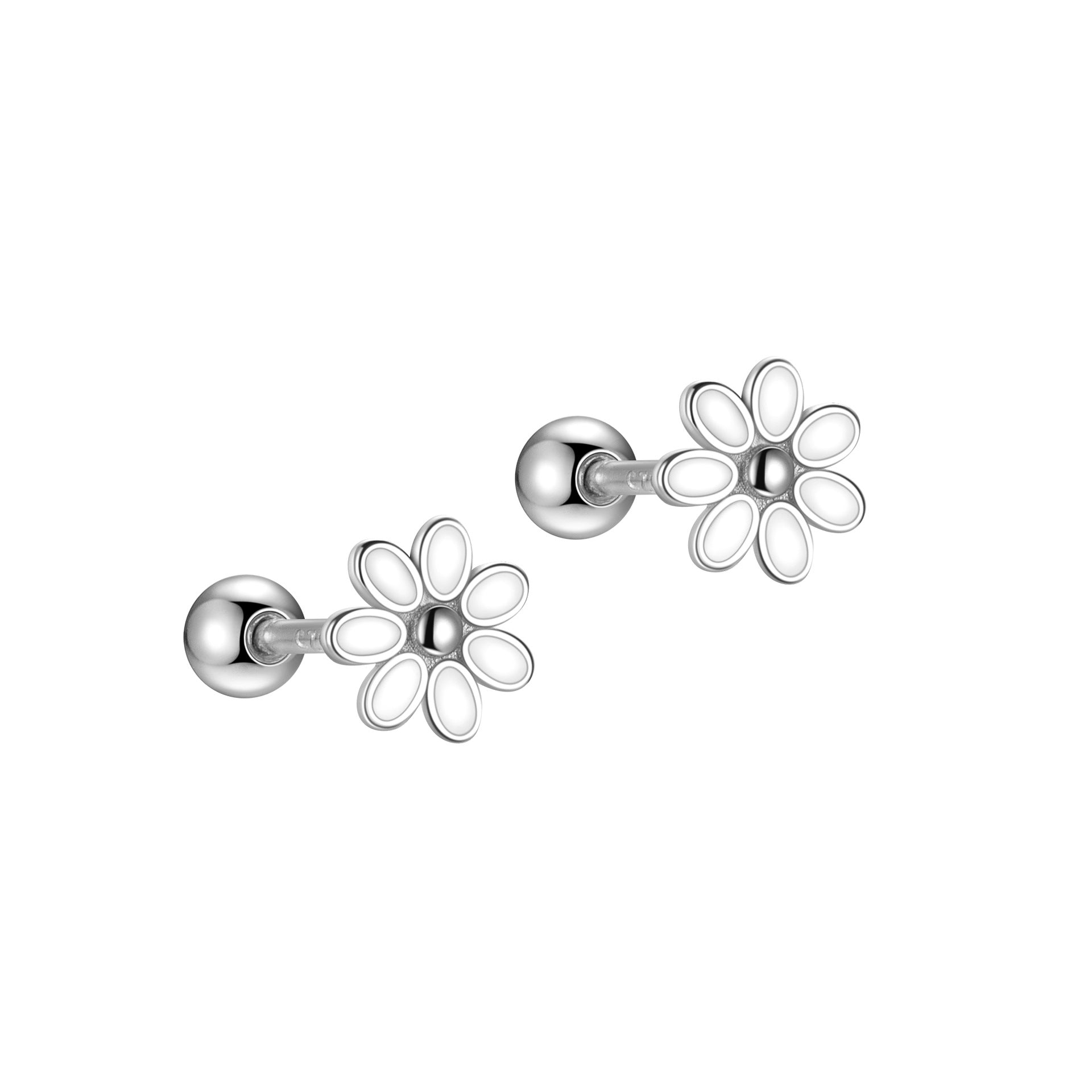 Daisy Pattern New Style Stud Earrings For Women, 925 Sterling Silver With Electroplated Platinum Plated Finish