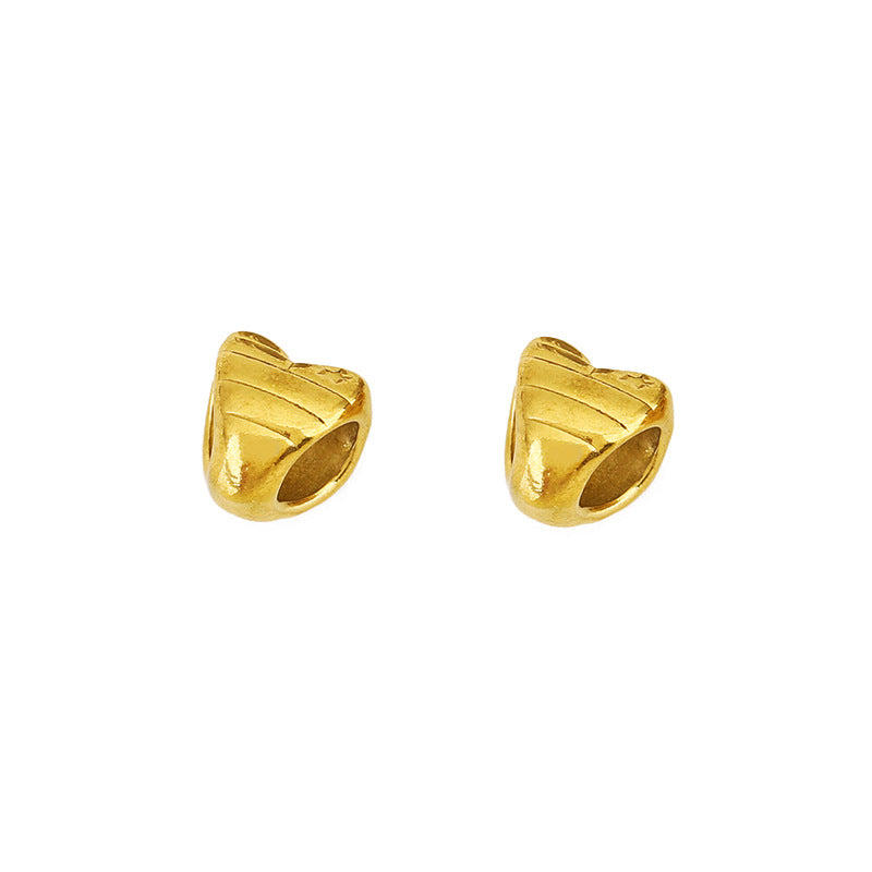 Heart Shape Beads Made Of 304 Stainless Steel With PVD Coated Gold Plating Featuring Electroplated Finish