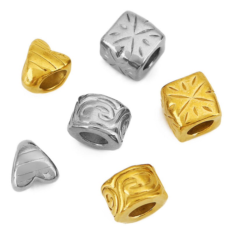 Heart Shape Beads Made Of 304 Stainless Steel With PVD Coated Gold Plating Featuring Electroplated Finish