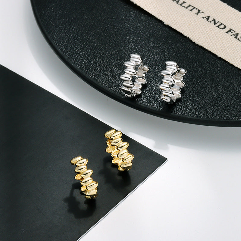 Folds Earrings For Women In 925 Sterling Silver Featuring Electroplated Craft With 925 Sterling Silver Ear Pins