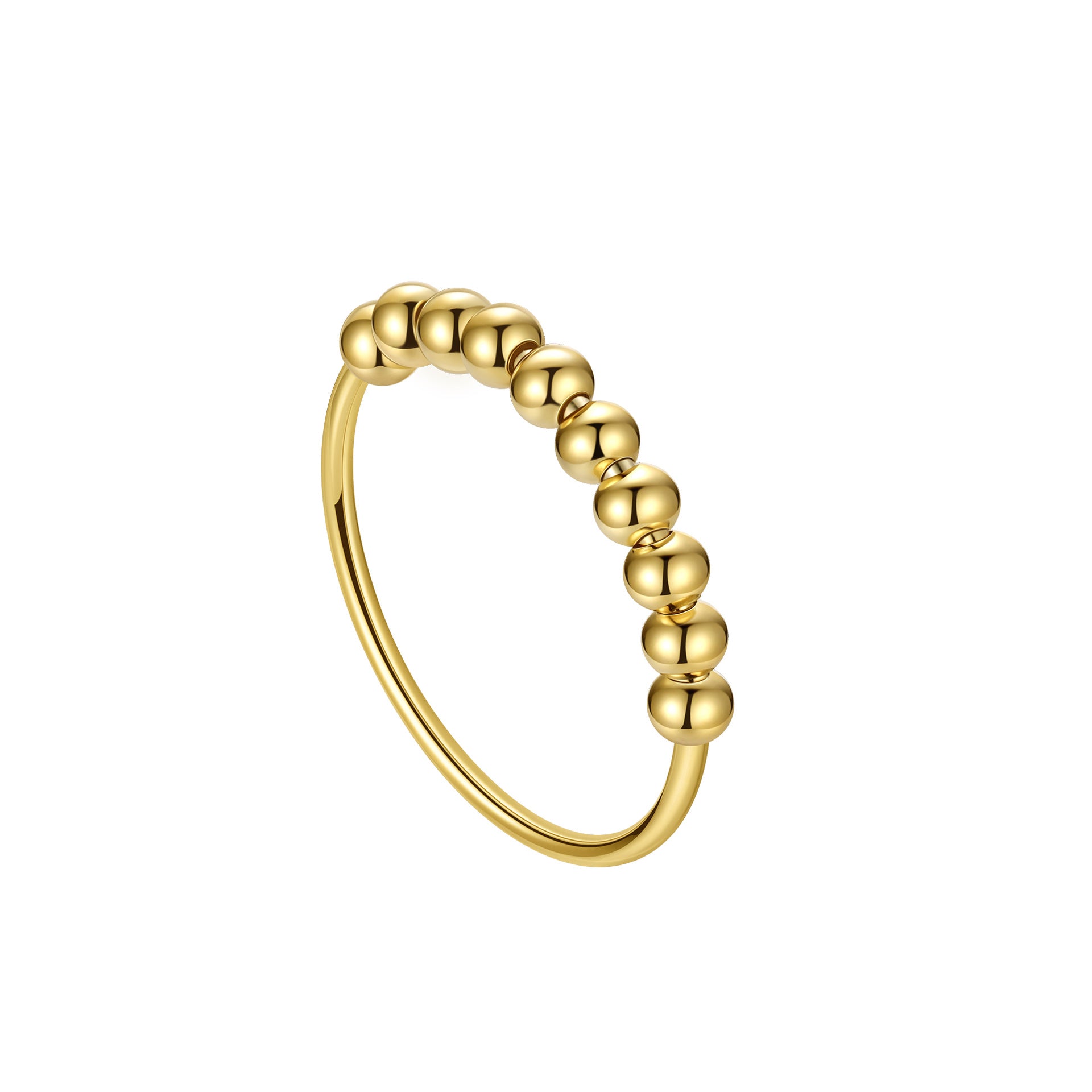 Geometric Simple Style Women’s Fidget Ring In 925 Sterling Silver With Real Gold Plated Electroplated Finish And Beading Craft