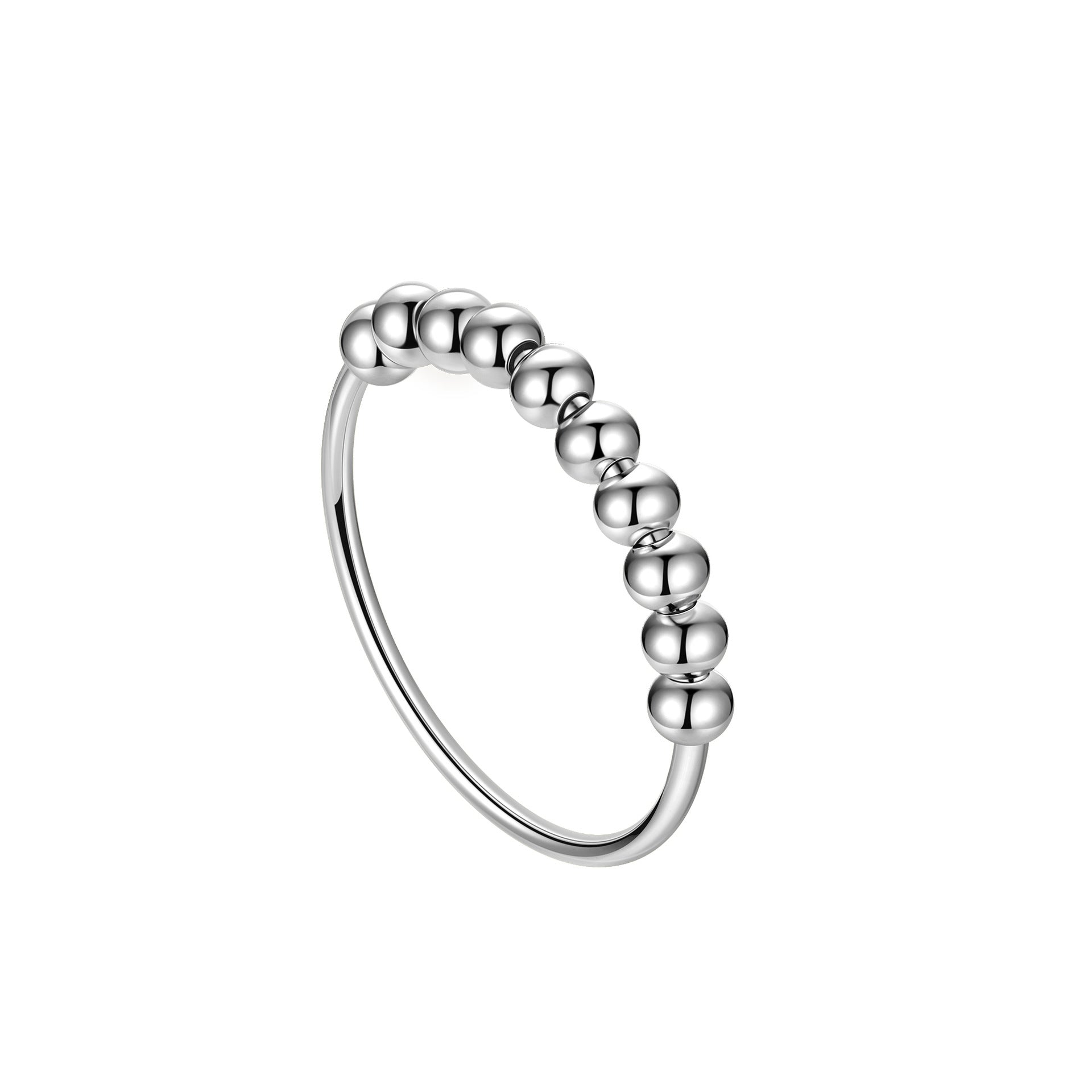 Geometric Simple Style Women’s Fidget Ring In 925 Sterling Silver With Real Gold Plated Electroplated Finish And Beading Craft