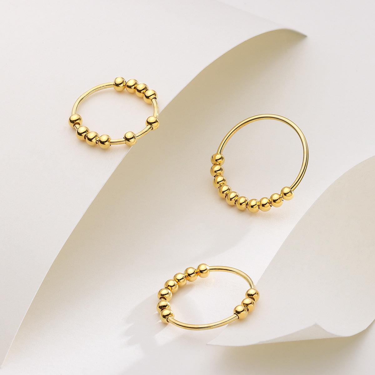 Geometric Simple Style Women’s Fidget Ring In 925 Sterling Silver With Real Gold Plated Electroplated Finish And Beading Craft