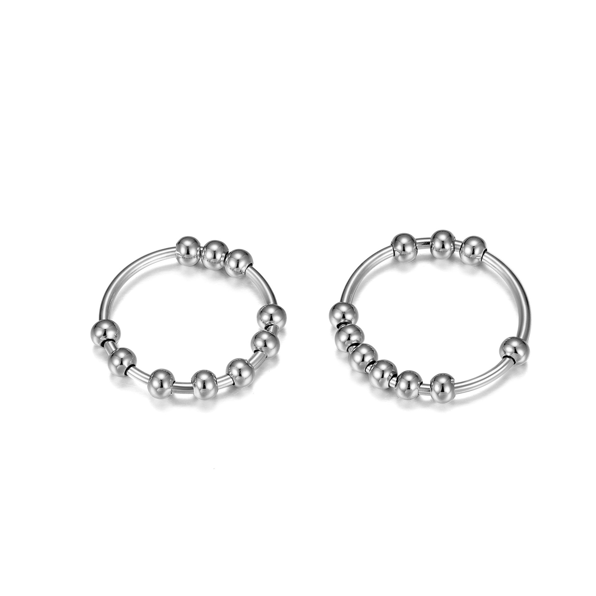 Geometric Simple Style Women’s Fidget Ring In 925 Sterling Silver With Real Gold Plated Electroplated Finish And Beading Craft