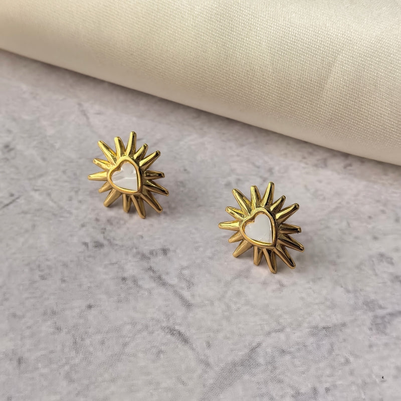 Heart Shape Stud Earrings For Women In Sweet Style, Waterproof Non Tarnish 304 Stainless Steel
