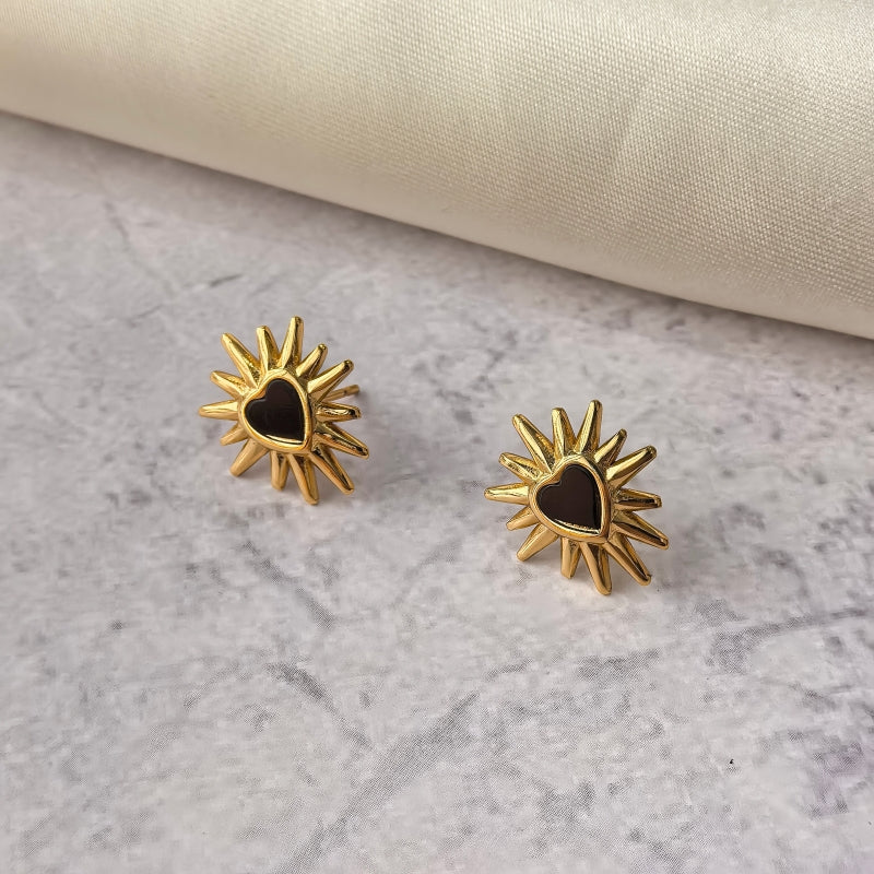 Heart Shape Stud Earrings For Women In Sweet Style, Waterproof Non Tarnish 304 Stainless Steel