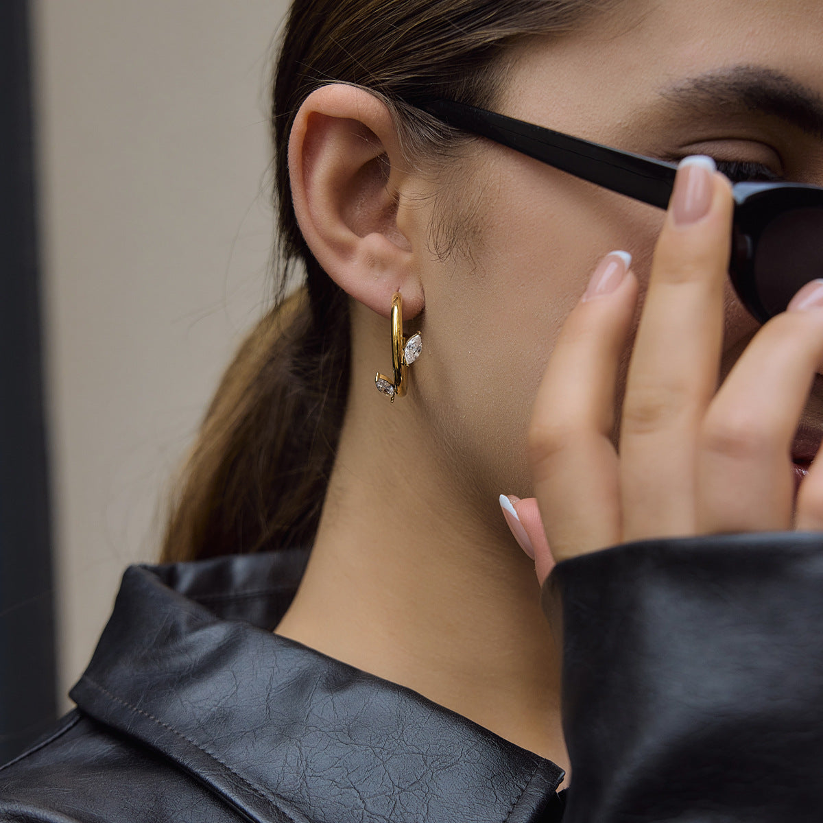 C Shape Earrings For Women, Electroplated 304 Stainless Steel With 18K Real Gold PVD Coated Finish